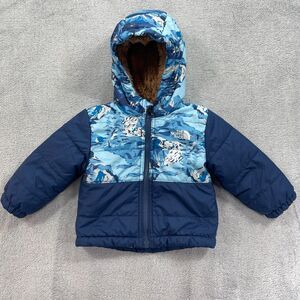 The North Face Reversible Mount Chimbo Jacket Baby 6-12 M Blue Sherpa Full Zip